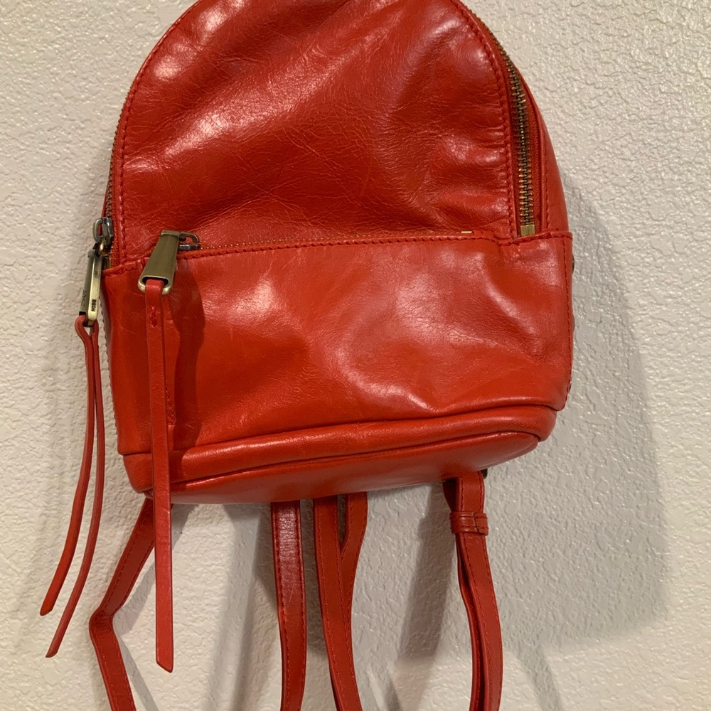 HOBO Vibrant Red Leather Backpack Travel Bag